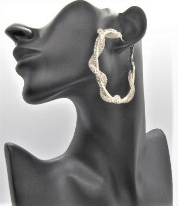 Stunning Netted and Rhinestone Hoop Earrings