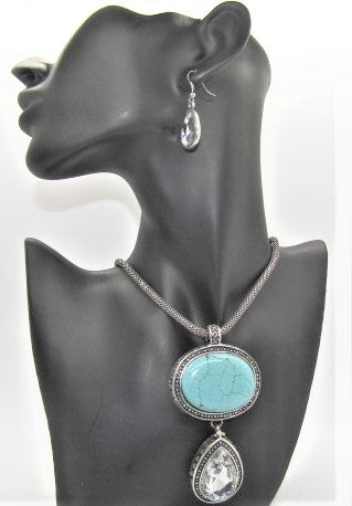 Turquoise and Rhinestone Necklace Set