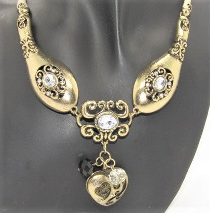 Heart and Rhinestone Necklace Set
