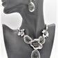 Breath Taking Black and Silver Flower Necklace Set