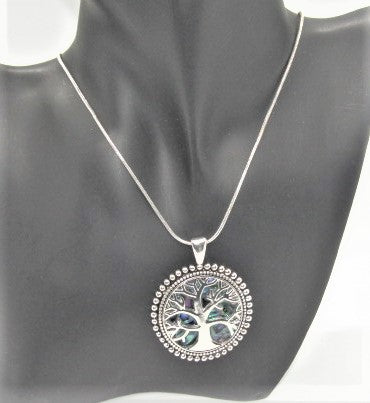 Marvelous Abalone Tree of Life Pendant Necklace