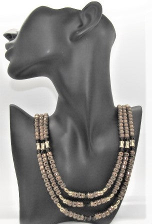 Stunning Golden Cocoa Matinee  Necklace Set