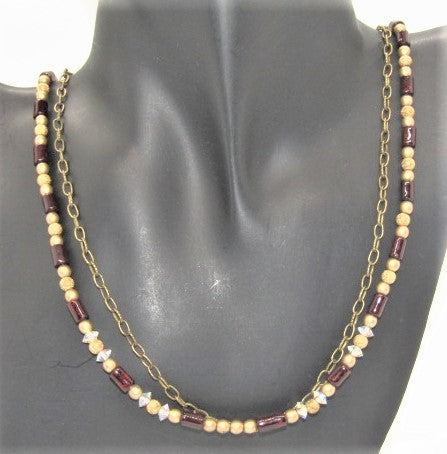 Glamorous Fossil and Chain Matinee Necklace