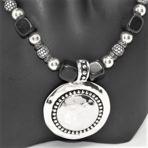 Stunning Silver and Black Necklace Set