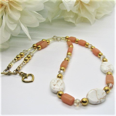 Exceptional Peaches and Cream Matinee Necklace Set