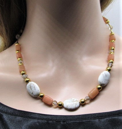 Exceptional Peaches and Cream Matinee Necklace Set