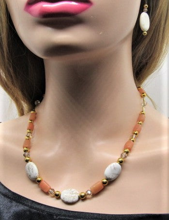 Exceptional Peaches and Cream Matinee Necklace Set