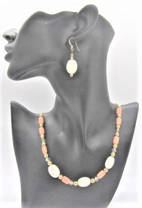 Exceptional Peaches and Cream Matinee Necklace Set