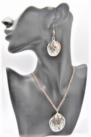 Charming Copper Leaves Necklace Set