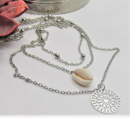 Stunning Silver Shell Multilayer Necklace