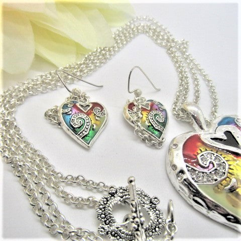 Fabulous Colored Hearts A Necklace Set