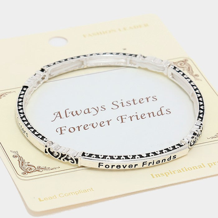 Lovely "Sisters and Friends" Inspirational Bracelet