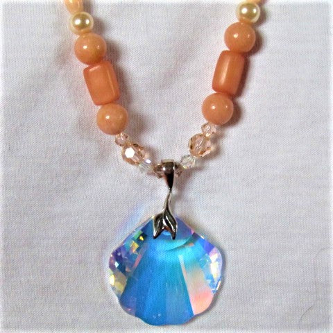 Shimmering Seaside Peach Shell 2 Matinee Necklace